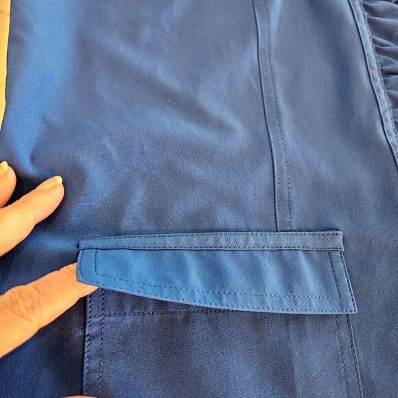 CHICO'S Zenergy Blue Zipper Gathered Front Detail Light Jacket Size Large 12 (2) - Picture 4 of 11